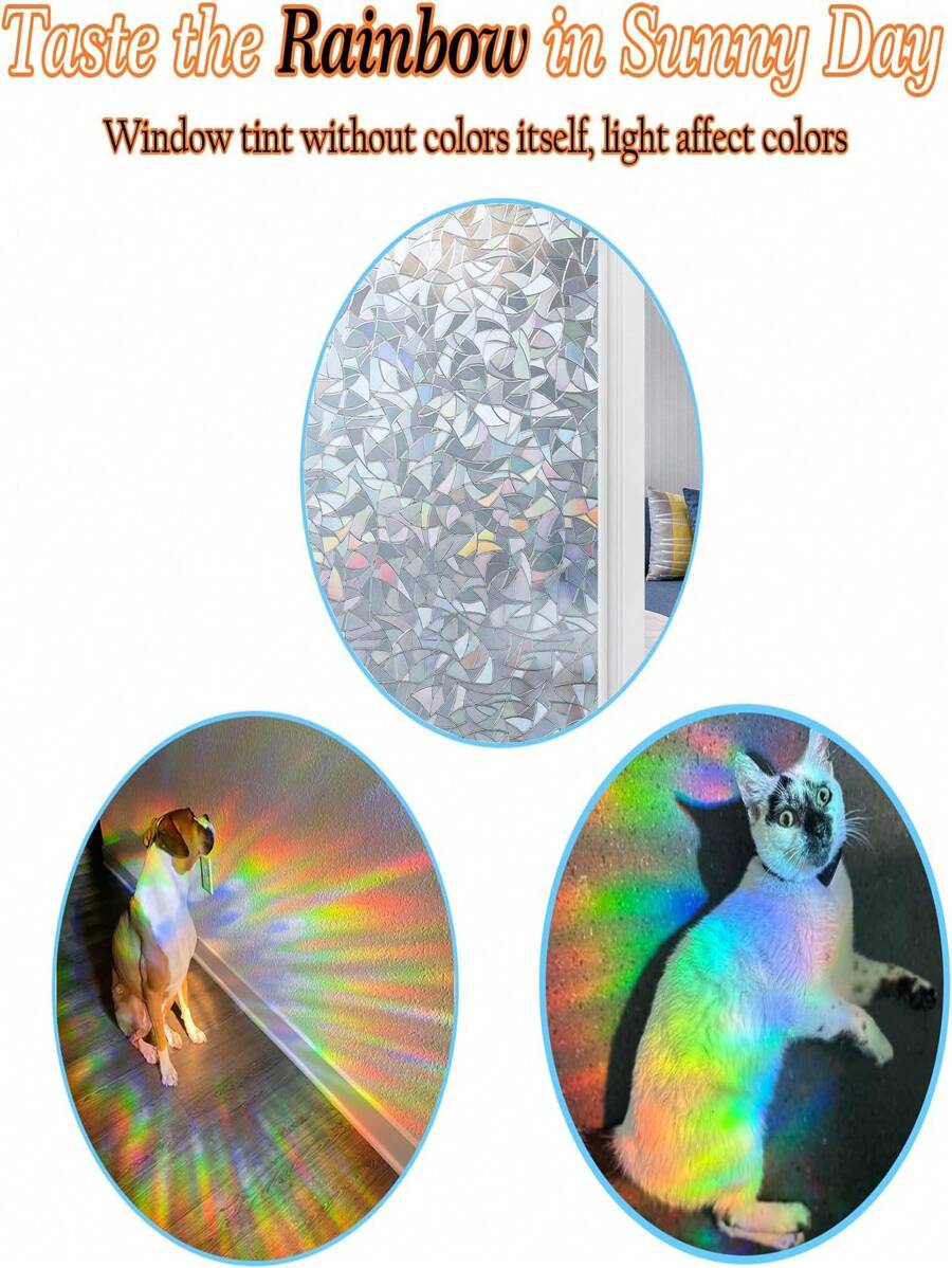 窗戶隱私膜、靜電貼彩虹膜裝飾彩色玻璃窗膜,控制室內熱量的窗戶染色膜 - 白色 - 查看 1