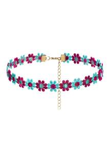 1pc Chic And Sweet Sunflower Woven Necklace Colorful Floral Choker For Women, Gift And Accessory - Yellow - View 6