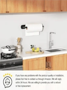 衛生紙架浴室廚房衛生間壁掛支架,sus304不銹鋼,可用3m膠安裝固定,可鑽孔,1件 - 霧面黑 - 查看 5