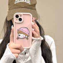 1pc Pink Lovers Silicone Shockproof Phone Case For Men, Compatible With Iphone - Pink - View 2