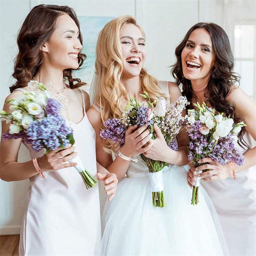 11 cái Cô dâu Tiệc độc thân Dây đeo tay Bộ , Hầu gái Của & Phù dâu Băng tay Bộ , Trang trí Băng tóc Và Vòng tay - Hồng - Xem 1