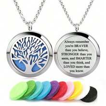 1pc Essential Oil Diffuser Pendant Necklace 316L Stainless Steel Locket  Aromatherapy Pendant With 24 Inch Chain And 10PCS Felt Pads - Tree - View 1