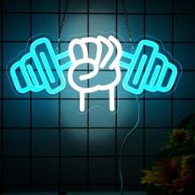1pc Acrylic Material Dumbbell Neon Sign, Gym Dumbbell Shape Neon Sign, Weightlifting Sign Neon Light, Can Be Used As Wall Art, Wall Background Decoration, Bedroom Decoration, Friend Birthday Gift, Christmas Gift, Friend Gift, Gym Decoration, Choice For Fitness Enthusiasts , Wall Fitness Movement Art Night Light - Blue and White - View 5