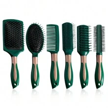 6 PCS Airbag Hairbrushes Set: Anti Static Massage Comb, Oval Airbag Comb Detangling Curling Comb, Hair Brush Set For Women Men Children - Green - View 1