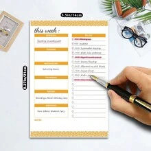 1册,50张待办清单笔记本-每日计划,8.27x5.5英寸,易撕下的备忘录,适用于办公室、办公礼品、任务清单、学校文具、办公用品、备忘录、计划表 - 風格4 - 查看 5