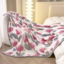 1 件加厚花卉圖案法蘭絨毯子 - 彩色 - 查看 1