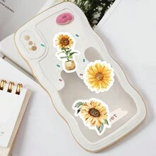 TiTiPaPa 46入組/包向日葵設計復古風格裝飾貼紙,可用於手帳,文具,相簿,水瓶,筆記本電腦,手機,藝術品,縫紉用品,玩具和遊戲,牆壁貼紙,創意 Diy 藝術和工藝裝飾 - 彩色 - 查看 6