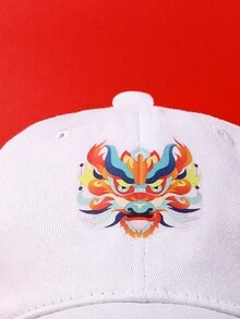 1pc Women'S New Chinese New Year Ironing Flower Baseball Cap, Y2k Casual Fashion All-Match Trucker Cap - White - View 3