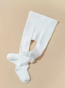 1pc Spring And Autumn Solid Color Baby Tights With Bowknot Decoration