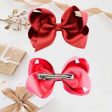4PCS 4 Inch Hair Bows Clips, 2Colors Cute Hair Bows For Toddlers Girls Hair Accessories Party Daily - Multicolor - View 4