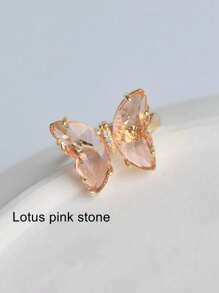 MECYLIFE 1 pieza Anillo ajustable de cristal de colores y mariposa con rhinestones, adecuado para mujeres