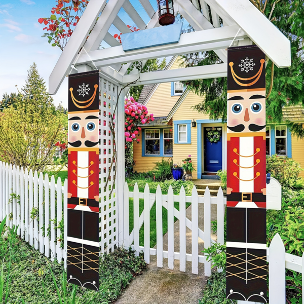 2 Stück/1 Set Dekofahne Treppenhausschild, Treppenhausfahne für Haustür, Kamin oder Festtagsfeier Dekoration für Landlhaus Wandbehang außen