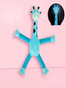 1個發光長頸鹿拉伸棒玩具拼圖卡通吸盤親子互動發洩玩具 - 藍色 - 查看 1