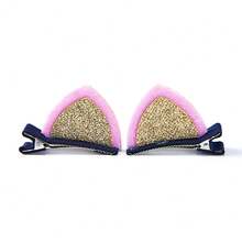 2 件組兒童頭飾貓耳髮夾和髮夾公主女孩可愛嬰兒髮飾 - 彩色 - 查看 1