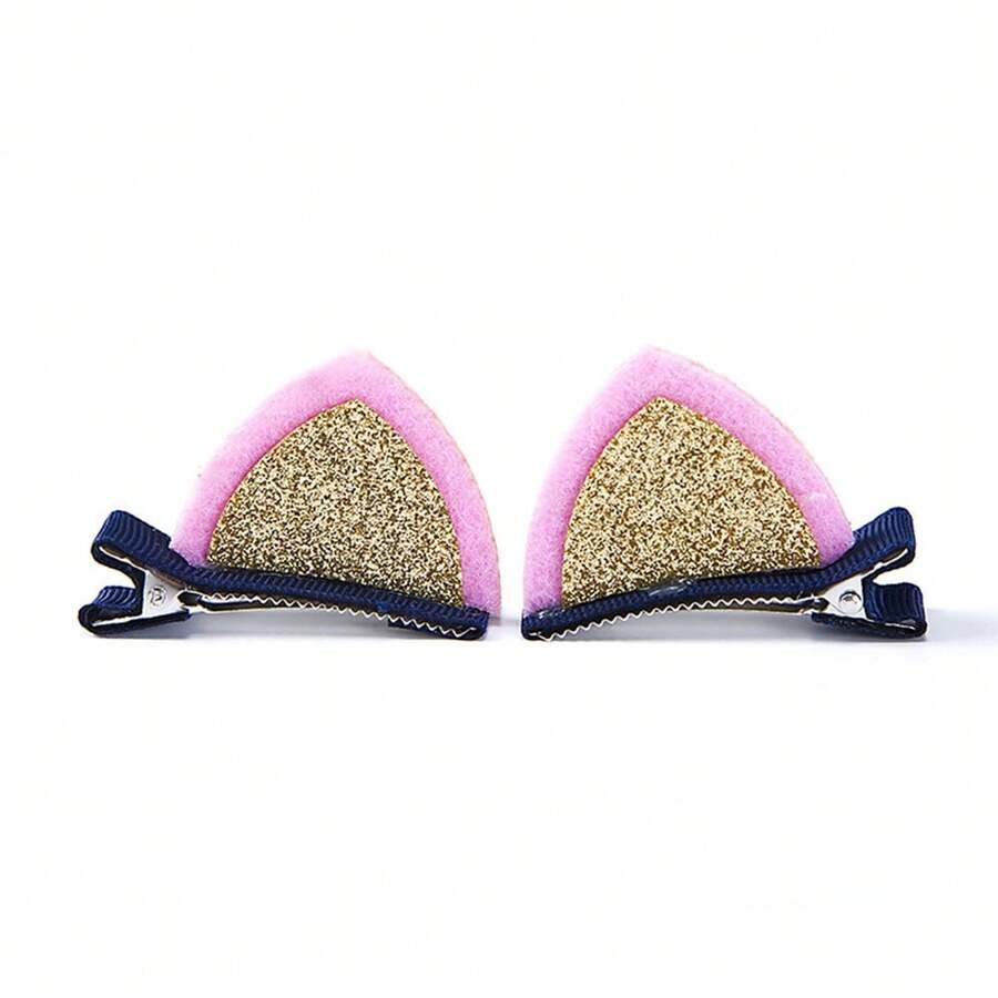 2 件組兒童頭飾貓耳髮夾和髮夾公主女孩可愛嬰兒髮飾 - 彩色 - 查看 1