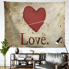 1pc Peach Skin Velvet Ins Backdrop Cloth For Valentine'S Day Room Wall Tapestry Decoration, Big Red Heart Design, Party Supplies - Army Green - View 3