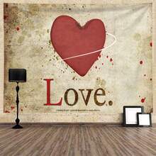 1pc Peach Skin Velvet Ins Backdrop Cloth For Valentine'S Day Room Wall Tapestry Decoration, Big Red Heart Design, Party Supplies - Army Green - View 1