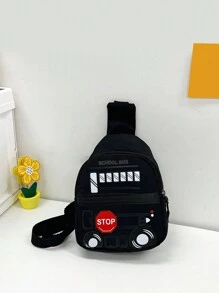 1件套卡通汽車兒童胸包可愛兒童休閒拉鍊零錢包輕便尼龍小挎包幼兒園小學生零錢包便攜戶外旅行包親子包肩帶可調節小學生男孩女孩兒童旅行度假使用旅行配件黑色 - 黑色 - 查看 1