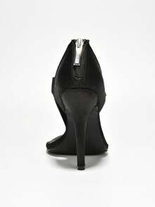 Katina Women's Rhinestone Trim Open Toe Skinny Heels - Black - View 6