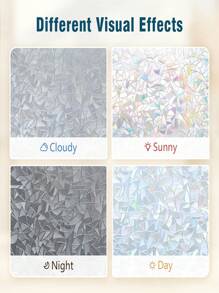 窗戶隱私膜、靜電貼彩虹膜裝飾彩色玻璃窗膜,控制室內熱量的窗戶染色膜 - 白色 - 查看 8