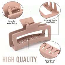 5 Inches Extra Large Claw Clips For Thick Hair And Long Hair, 4 Packs Xl Jumbo Claw Clips, Oversized Matte Non-Slip Rectangle Hair Clips For Women, Big Strong Hold Jaw Clip, Neutral Color Casual, School Stuff, College Fall Winter Hair Accessories For Women For Vacation Outfits Woman - Multicolor - View 4