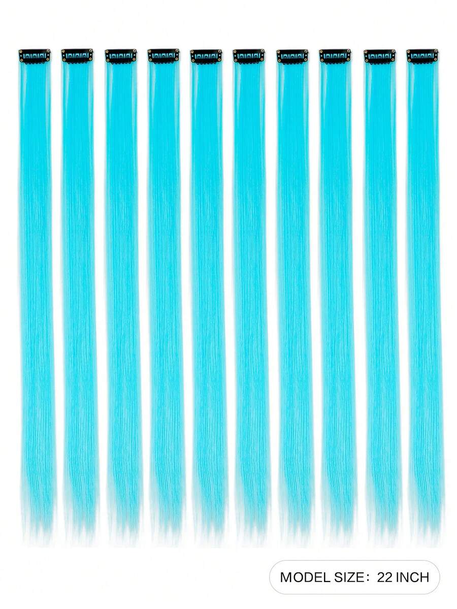 Woven Clip Hair Colored Straight Clip Hair Red Pink Orange Purple Blue