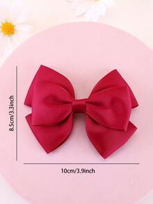 2pcs/Set Little Girls' Double-Layered Bow Decor Hair Clips In Light Beige - Burgundy - View 4