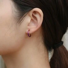 1對/5對時尚簡約朋克不鏽鋼盤旋式耳環,適合男女日常佩戴,尺寸有8mm/10mm/12mm/14mm/16mm可選 - 彩色的 - 查看 16