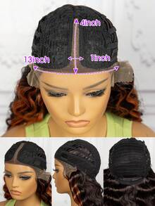 T-Part Synthetic Hair Wig Highlighted, Wavy, Cap Size 13*4*1 - Multicolor - View 3