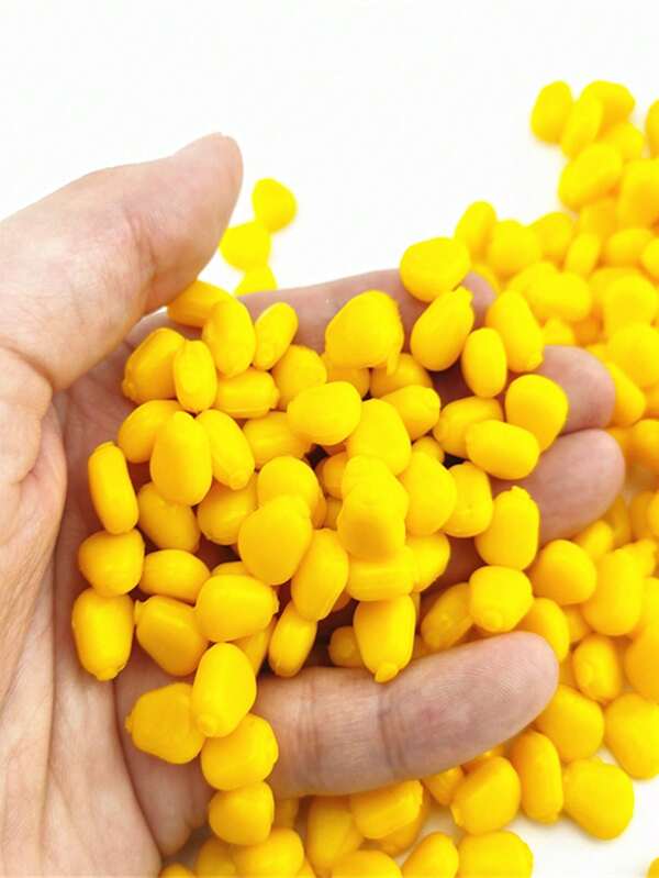 50 Peças/Pacote Iscas De Pesca Amarelas Em Silicone Com Forma De Milho, Perfeito Para Pesca De Carpa E Iscas
