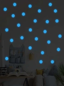 1pc Luminous Solid Round Decorative Sticker For Children's Room Glow In The Dark Fluorescent Arts Craft Wall Sticker - Multicolor - View 3