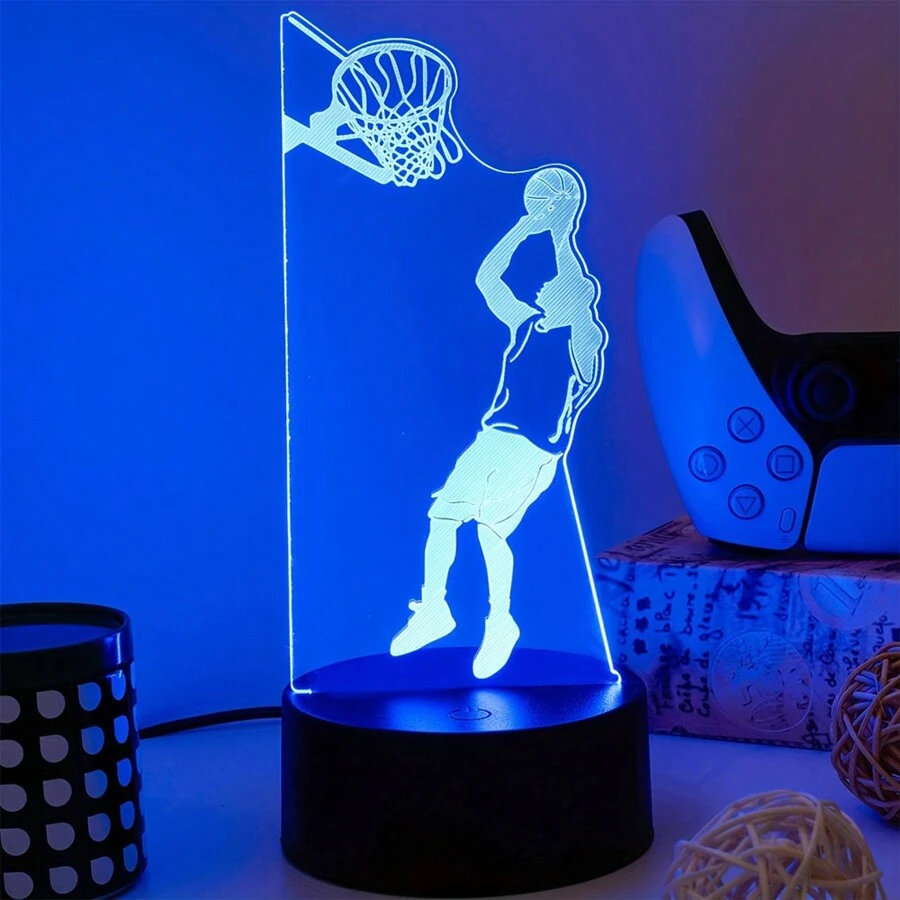 1pc 3d Basketball Series Touch Control Color-Changing Led Night Light, Creative Decor Table Lamp For Bedroom, Living Room, Ambient Lighting - Shooting Night Light - View 1
