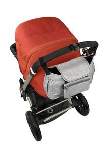 寶寶嬰兒車掛袋奶瓶袋,兒童推車收納袋,可攜式旅行肩袋,給媽媽們使用 - 灰色 - 查看 3