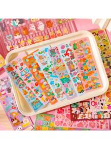 1 Set Of 10 Cute Cartoon Children's Diary Stickers, Laser Juhi Card Stickers, Scrapbooking Stickers - Multicolor - View 5