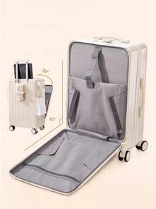 1個帶有 Usb 充電口、杯架和掛鉤的耐用行李箱,大容量旅行箱,男女孩子皆可使用,非 Tas 密碼鎖,密碼鎖行李箱,是禮物的理想選擇 - 灰色 - 查看 6