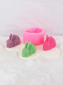 1入組單孔3d兔子模具,diy香薰蠟燭製作,蠟燭裝飾用,買二件更划算 - 粉色 - 查看 8