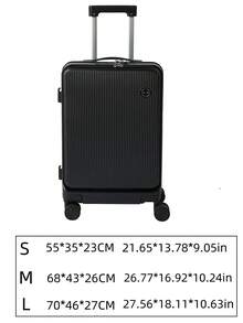 1個帶有 Usb 充電口、杯架和掛鉤的耐用行李箱,大容量旅行箱,男女孩子皆可使用,非 Tas 密碼鎖,密碼鎖行李箱,是禮物的理想選擇 - 灰色 - 查看 2