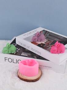 1入組單孔3d兔子模具,diy香薰蠟燭製作,蠟燭裝飾用,買二件更划算 - 粉色 - 查看 7