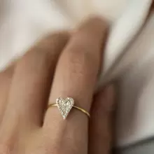 1 chiếc nhẫn hợp kim màu vàng đơn giản thời trang có đính đá Cubic Zirconia hình trái tim dùng để trang trí hàng ngày cho phụ nữ nhân ngày lễ tình nhân, mẹ, mẹ, ngày của mẹ, quà tặng - Vàng - Xem 10