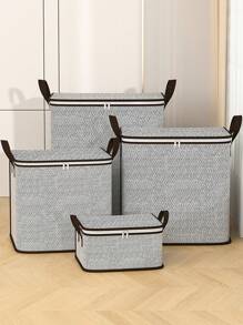 1PC Herringbone Pattern Multifunctional, Zippered Large Capacity And Strong Load-Bearing, Fitness And Travel, Can Accommodate Clothing, Daily Necessities, Tools, And Other Multifunctional, For Handheld Use For Travel, Makeup, Cosmetic, Vacation Organizer, Large Capacity Makeup Organizer Makeup Case, For Lipstick, Brush, Skincare, Mobile Phone, Coin, Small Items, For Home, Gift, Vacation And Festival Halloween Christmas Multifunctional Use,Boho Vibes - Grey - View 9