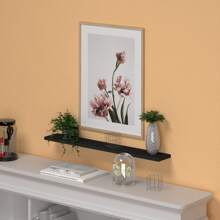 Deliquadros Simple Straight Shelf Organizer Decorative Display Living Room Office Bedroom MDF Black White Brown - màu đen - Xem 3