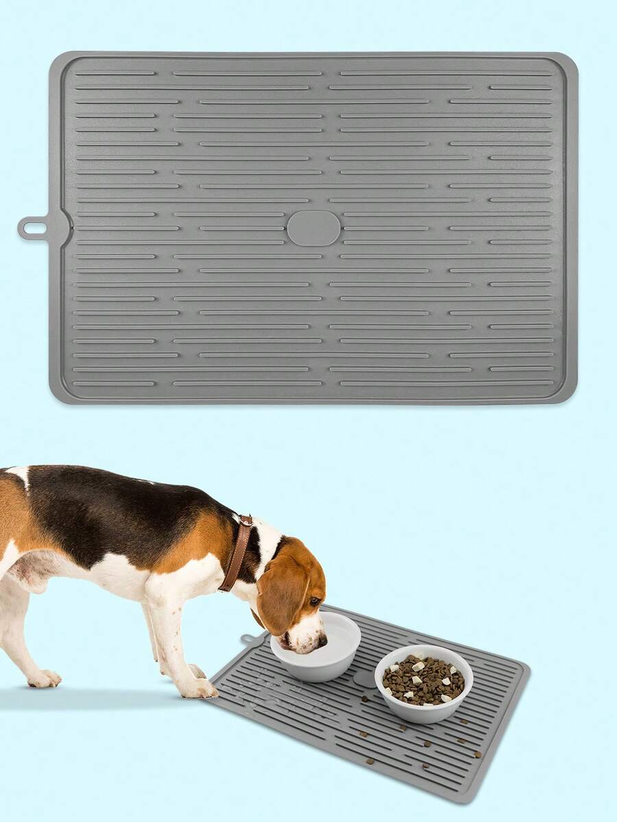 1個矽膠寵物餐墊狗貓食品墊 - 灰色 - 查看 1