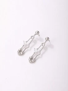 1只全新極簡主義創意金屬安全別針耳環,獨特設計和冷色調,適合女性 - 彩色 - 查看 10