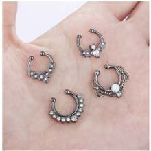 4入組16g時尚假鼻環,適用於女性和男性,萬聖節蝙蝠假鼻環,假鼻環,夾式假鼻環,不用穿刺的假鼻環,仿真鼻環穿刺首飾 - 4pcs - 查看 9