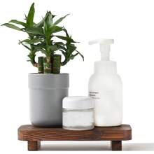 Wood Pedestal Stand Risers For Decor, Wooden Riser Soap Stand For Table Countertop Sink Kitchen Decor, Farmhouse Footed Tray For Candle Bathroom Counter Decor - Coffee Brown - View 1