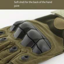 1pair Half Finger Tactical Gloves For Men, Durable, Breathable, Abrasion Resistant, Protective, Anti-Slip, For Riding, Cycling - Black - View 7