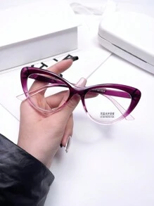 1pc Women's Personalized Cat Eye Non-Prescription Glasses, Pc Material - Clear - View 1