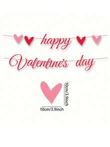 1pc Party Decoration Banner, Red Heart Valentine'S Day Theme Banner, Suitable For Valentine'S Day Themed Party Date - Multicolor - View 2