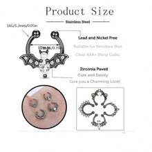 4入組16g時尚假鼻環,適用於女性和男性,萬聖節蝙蝠假鼻環,假鼻環,夾式假鼻環,不用穿刺的假鼻環,仿真鼻環穿刺首飾 - 4pcs - 查看 5