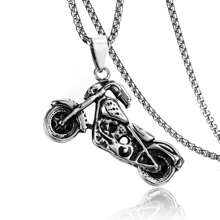 European And American Style Punk Street Personalized Fashionable Titanium Steel Motorcycle Shaped Pendant Necklace - Fashion Street Motorcycle Necklace - View 2